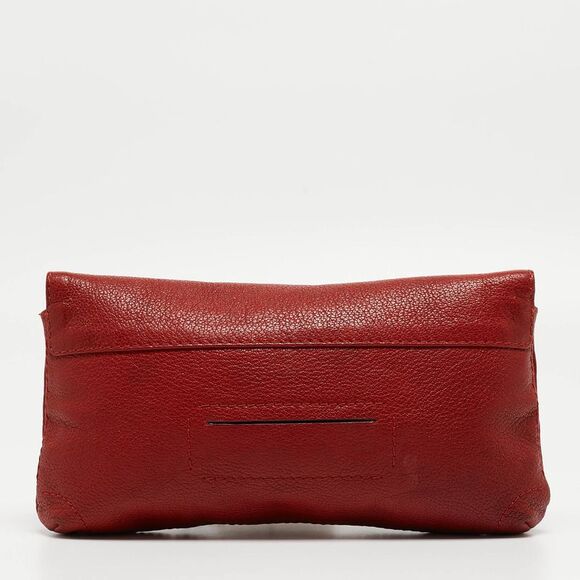 CH Carolina Herrera Red Monogram Leather Bow Chain Clutch - Picture 4 of 4